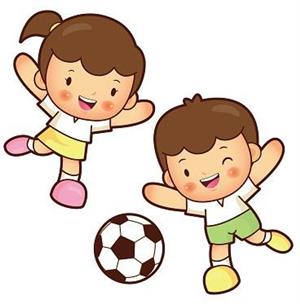 cartoon kids with soccer ball